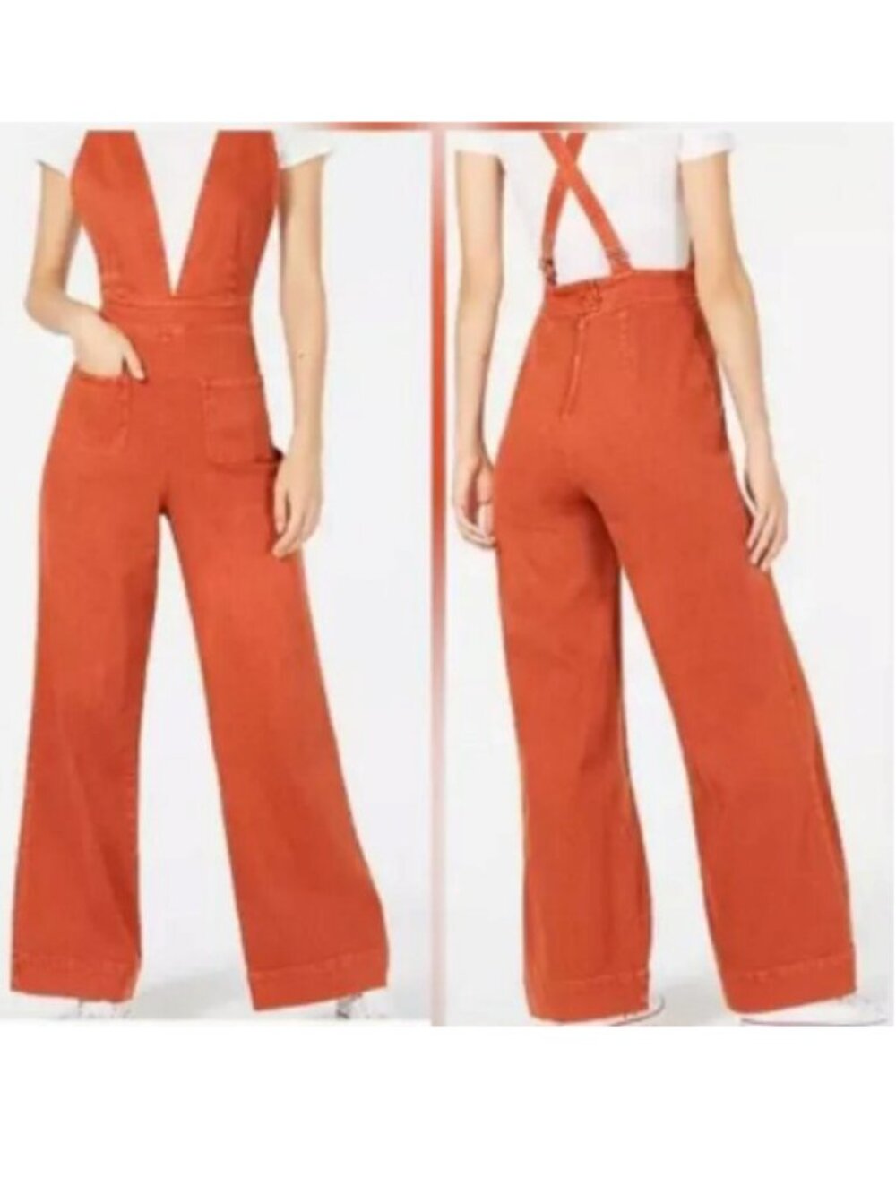 Urban Outfitters BDG Size 12 Eleanor Denim Overall Jumpsuit Burnt Orange VGUC